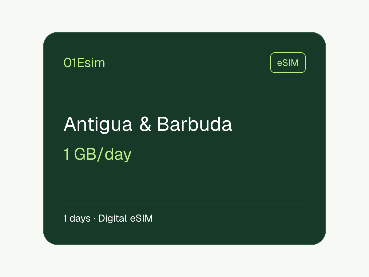 eSIM: Antigua y Barbuda · 1 GB/día · 1 día