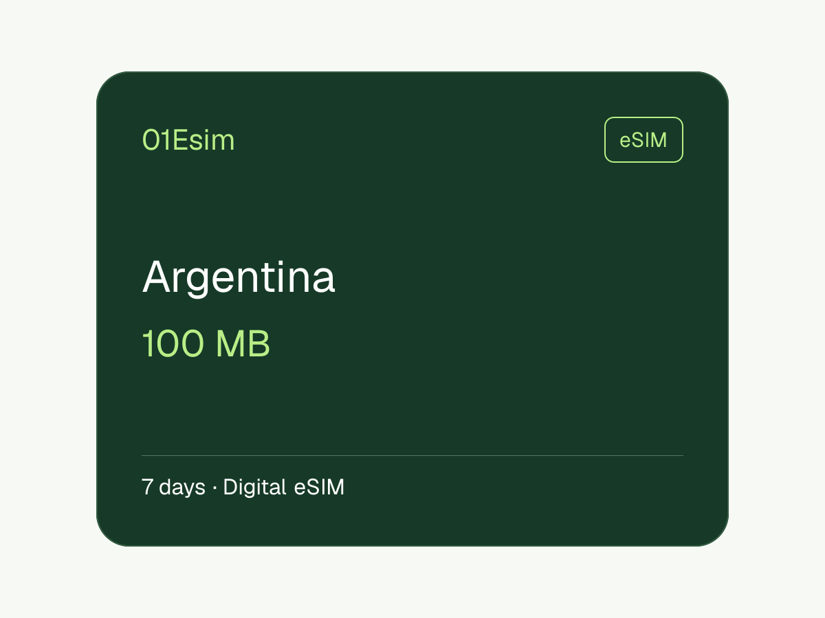 eSIM : Argentine · 100 Mo · 7 jours