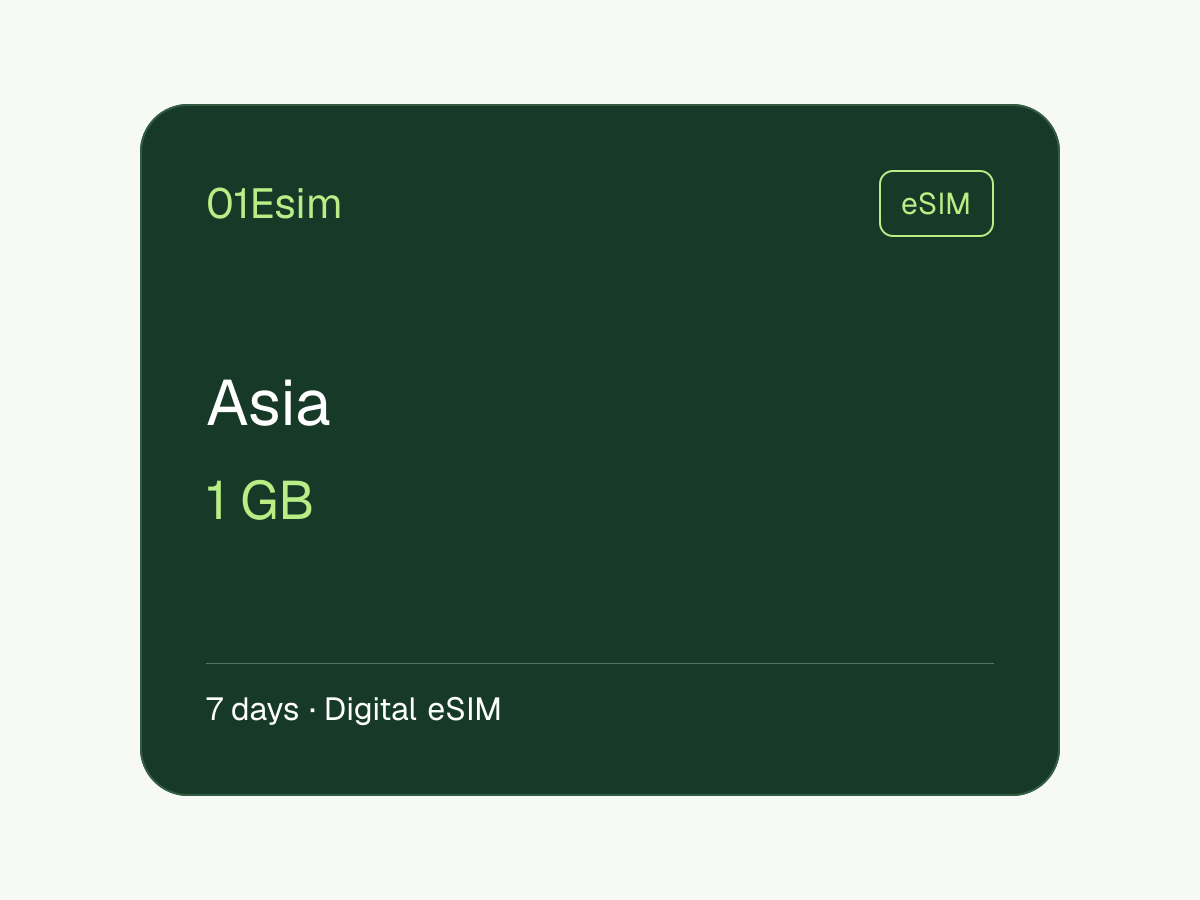 eSIM: Asia · 1 GB · 7 días