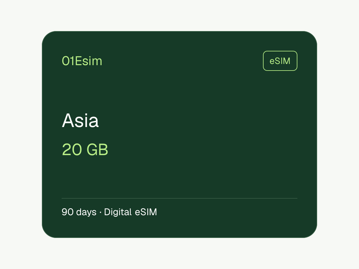 eSIM: Asia · 20 GB · 90 días