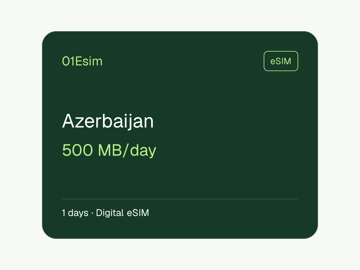 eSIM: Azerbaiyán · 500 MB/día · 1 día