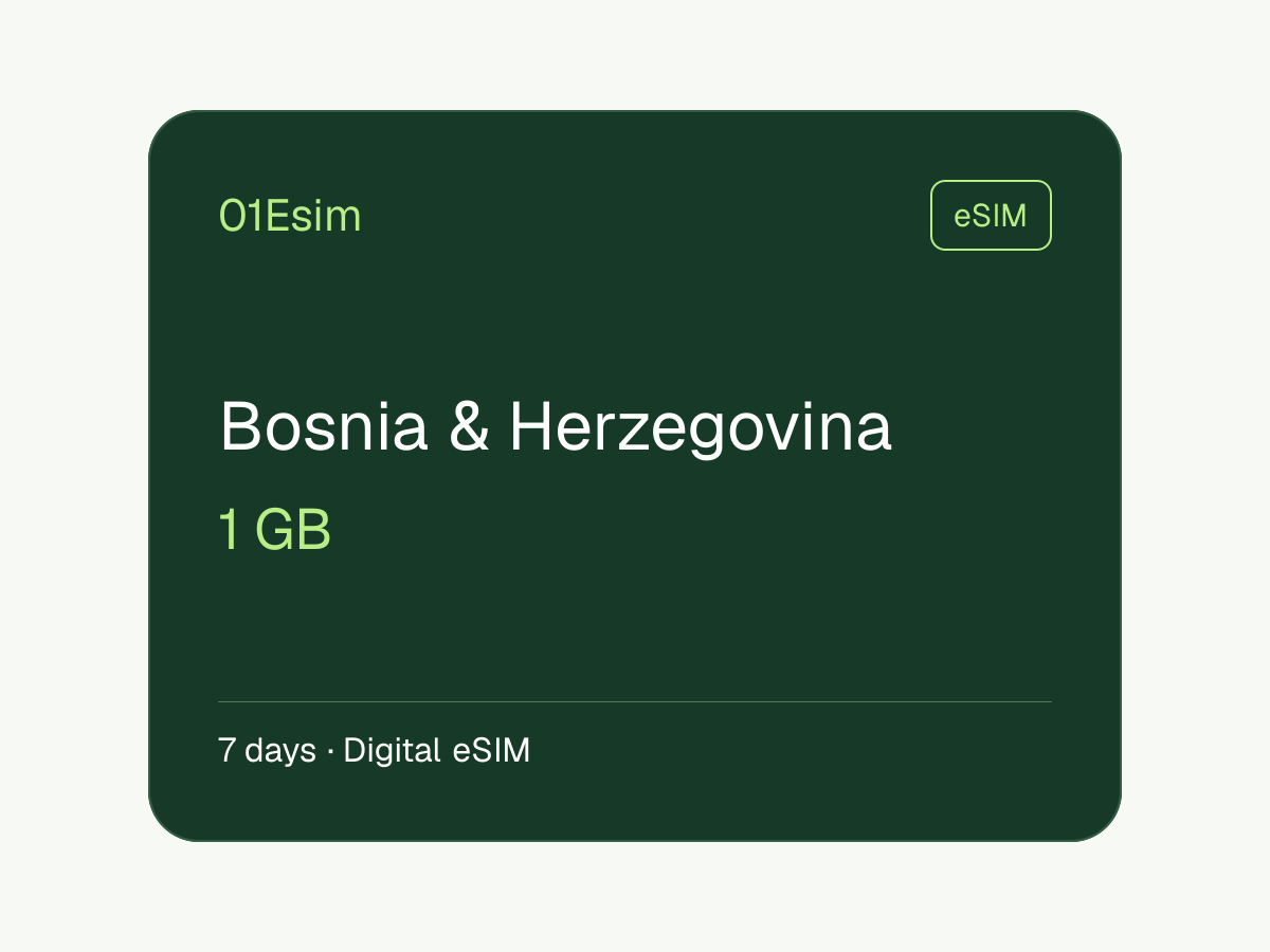 eSIM: Bosnia y Herzegovina · 1 GB · 7 días