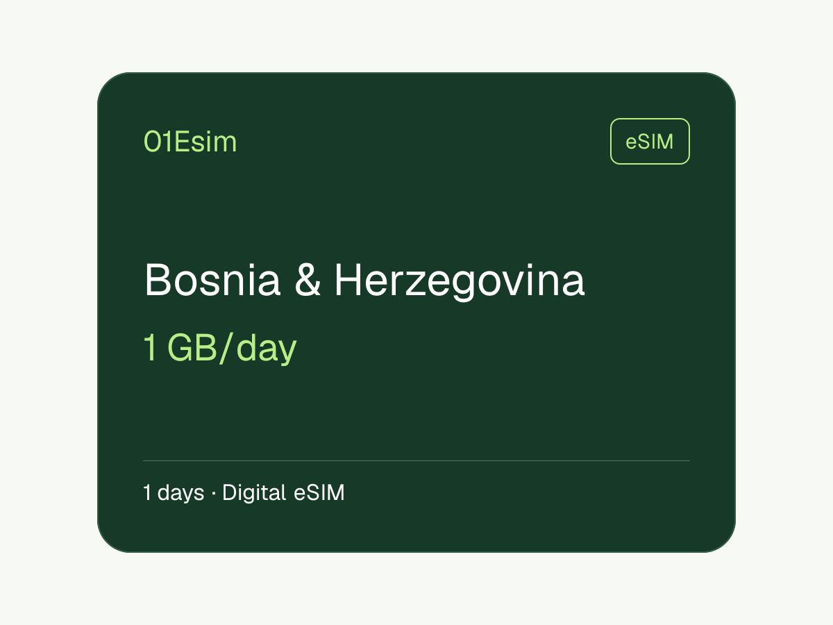 eSIM: Bosnia y Herzegovina · 1 GB/día · 1 día
