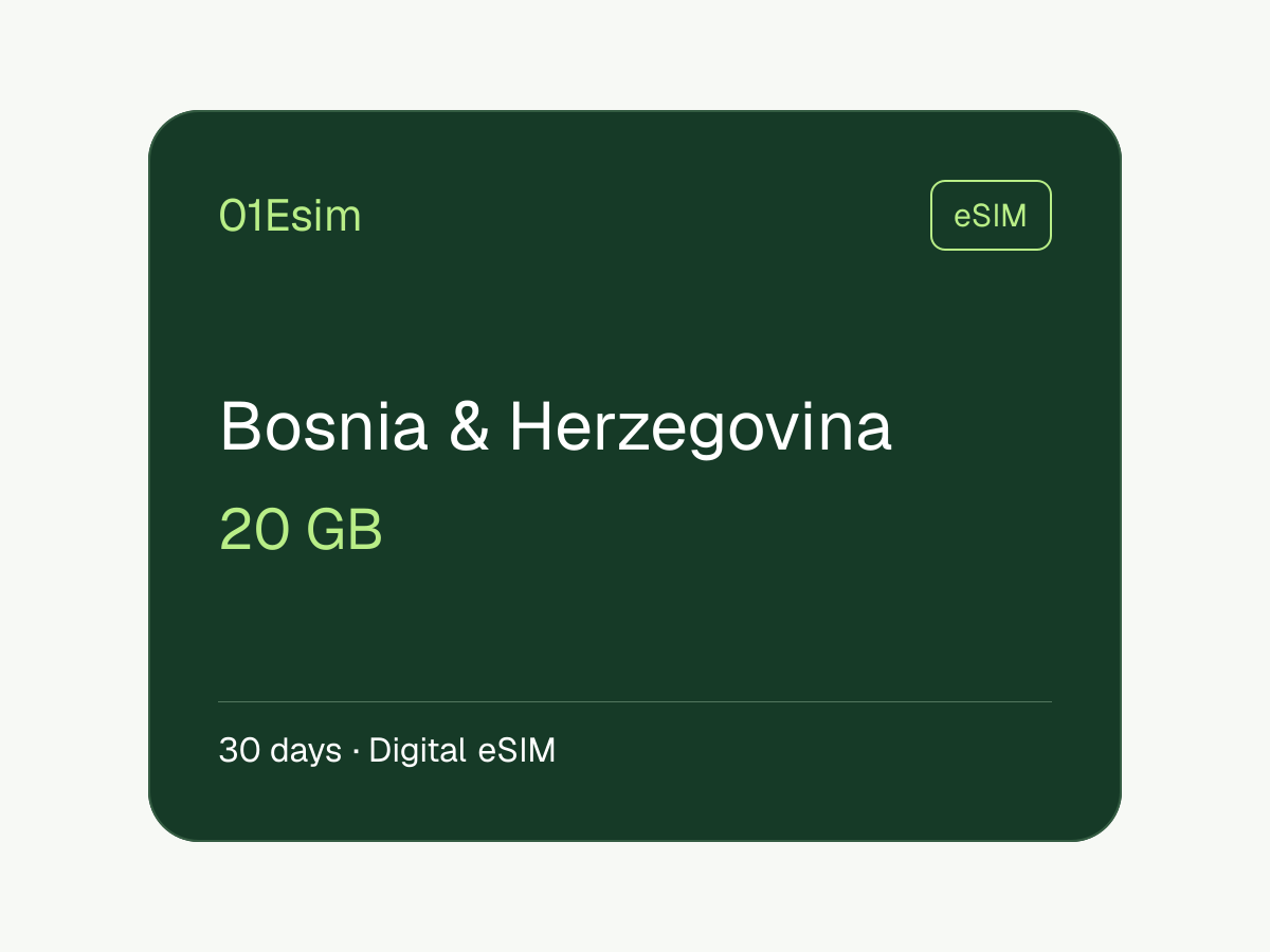 eSIM: Bosnia y Herzegovina · 20 GB · 30 días