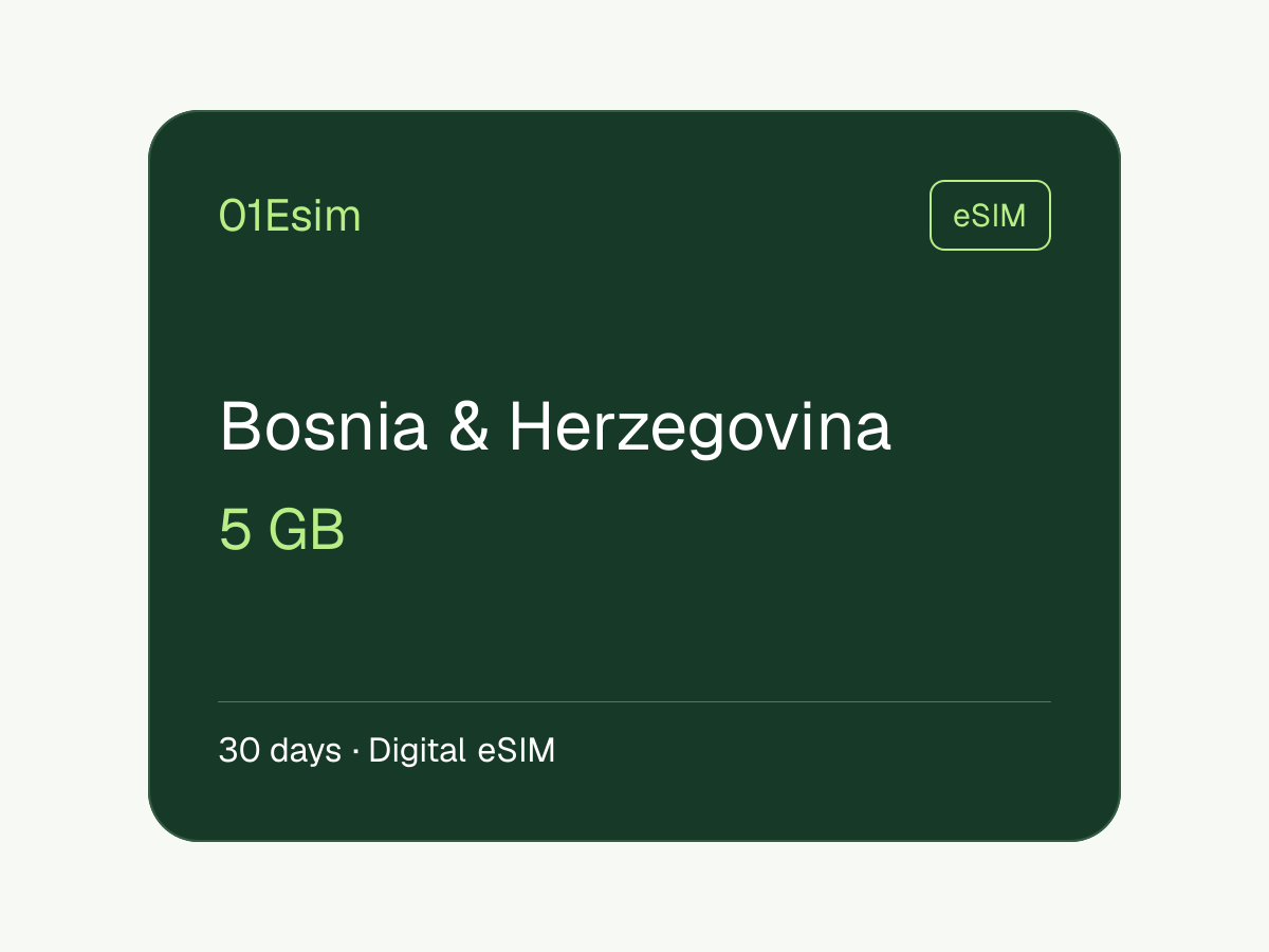 eSIM: Bosnia y Herzegovina · 5 GB · 30 días