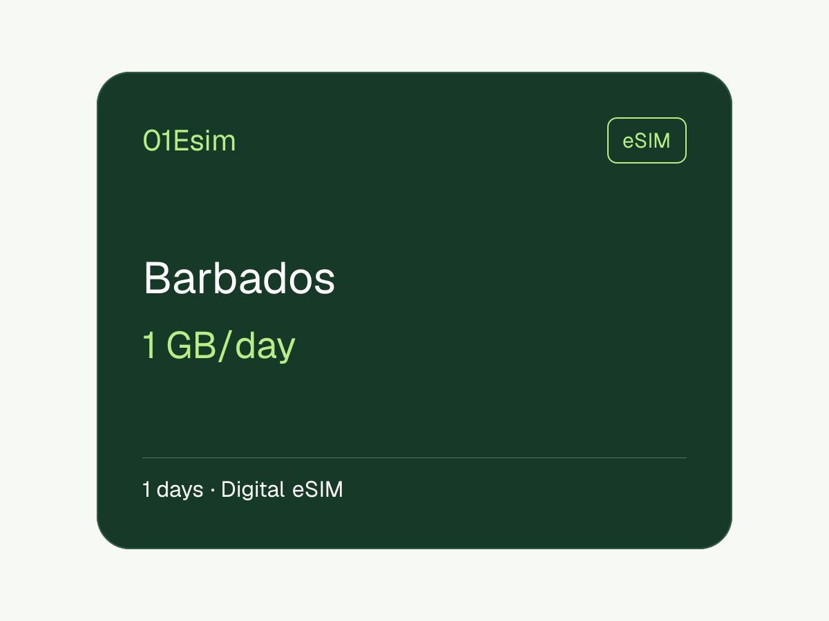 eSIM: Barbados · 1 GB/día · 1 día