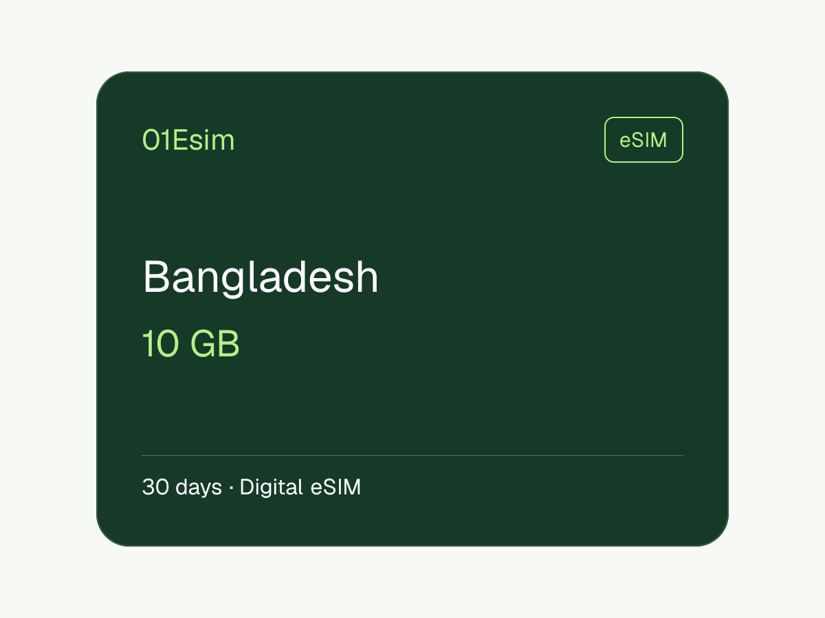 孟加拉国 eSIM · 10 GB · 30 天