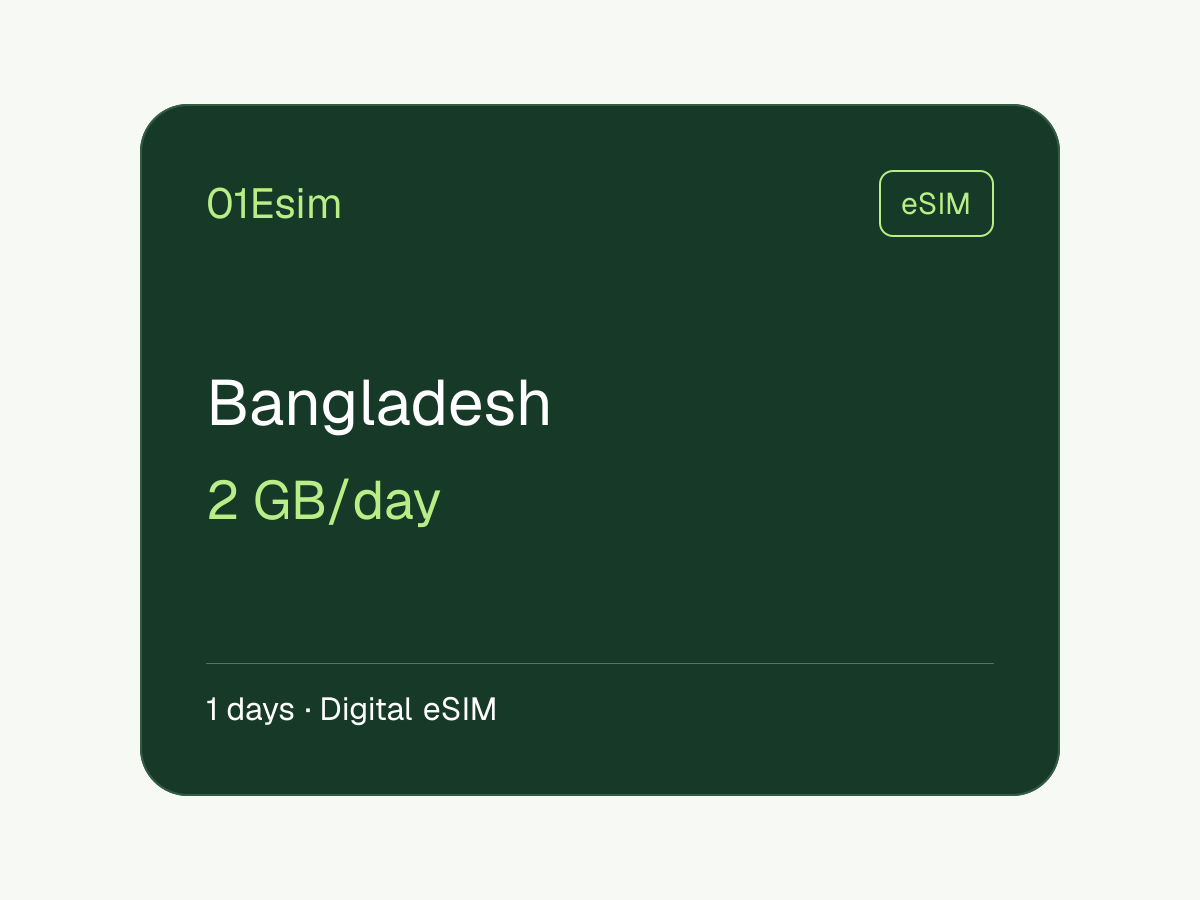孟加拉国 eSIM · 2 GB/天 · 1 天