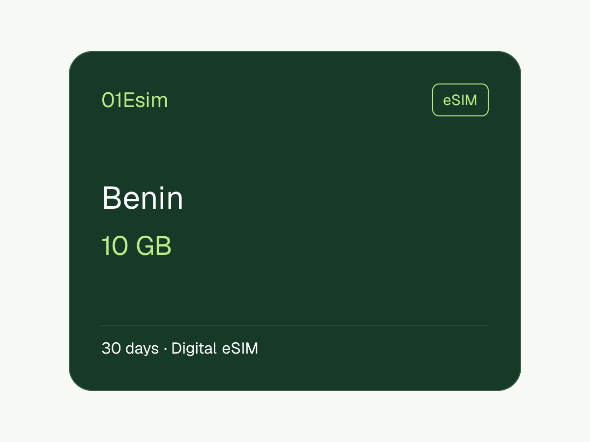 eSIM: Benín · 10 GB · 30 días