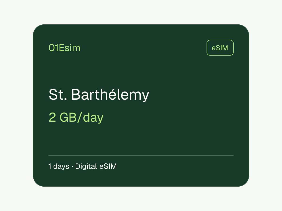 eSIM : Saint-Barthélemy · 2 Go/jour · 1 jour