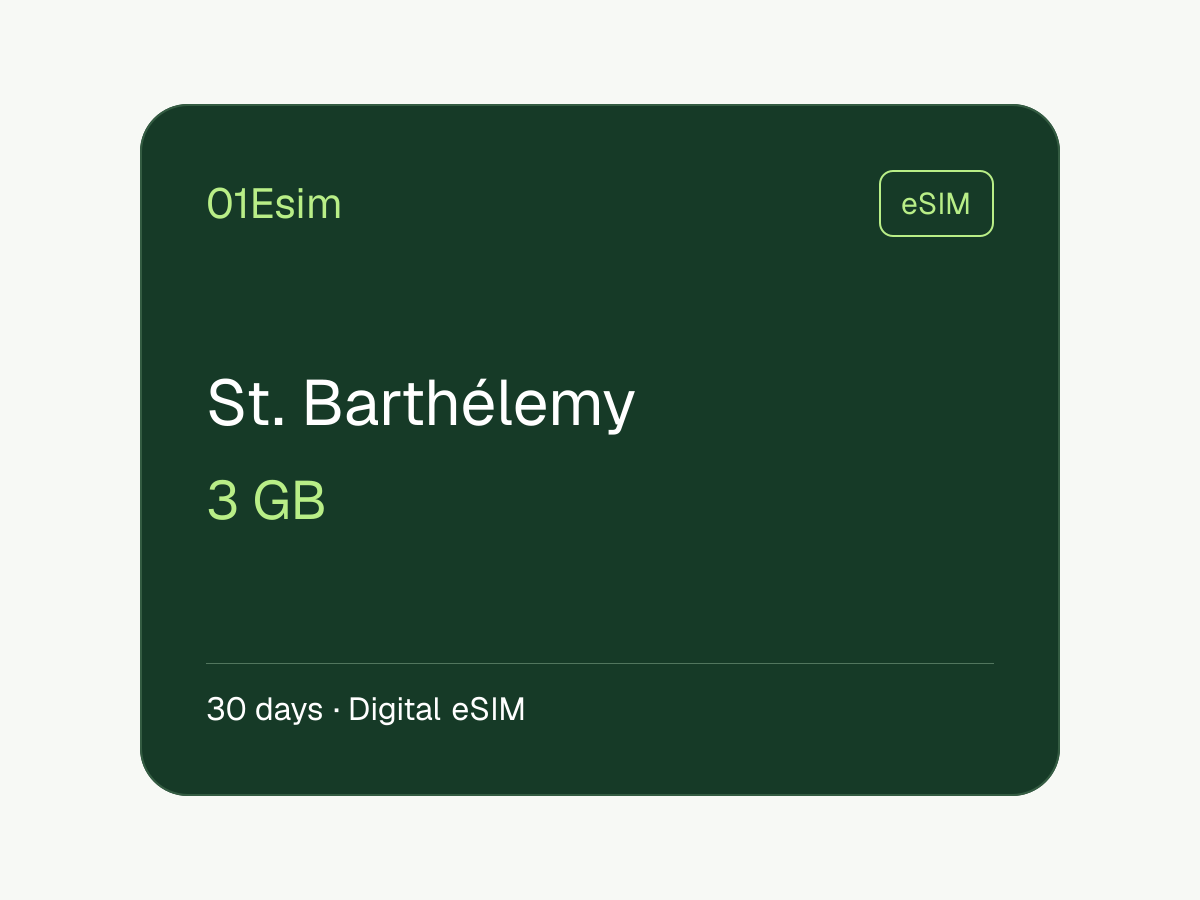 eSIM : Saint-Barthélemy · 3 Go · 30 jours