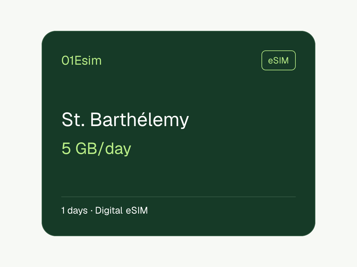 eSIM : Saint-Barthélemy · 5 Go/jour · 1 jour