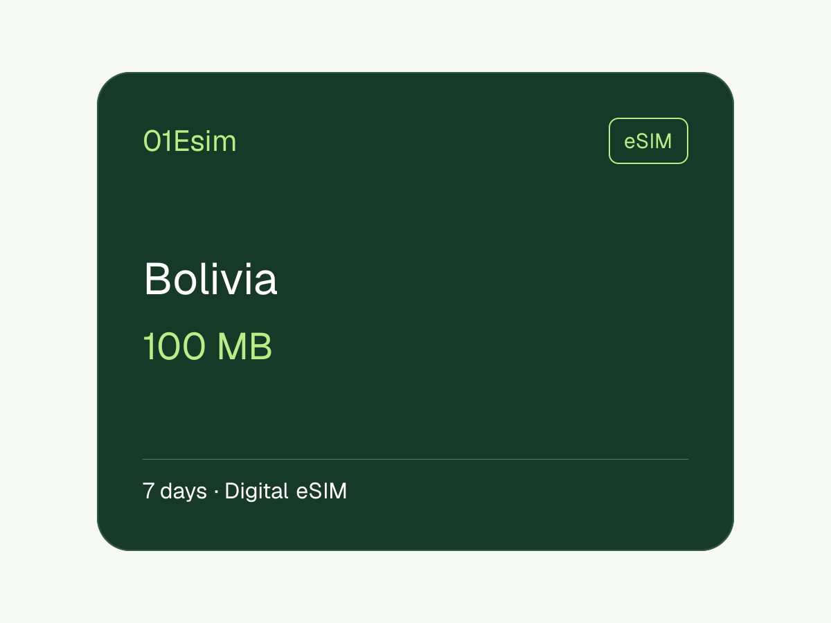 eSIM: Bolivia · 100 MB · 7 días