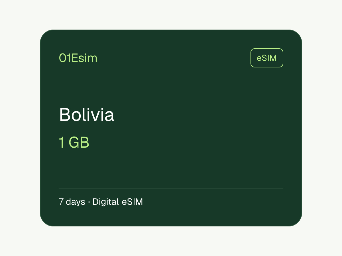 eSIM: Bolivia · 1 GB · 7 días