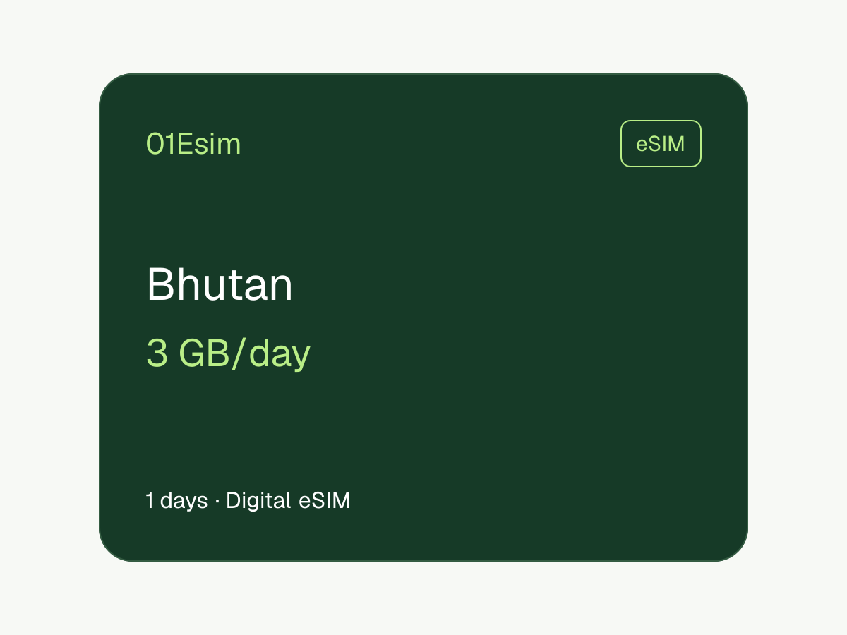 eSIM — Бутан · 3 ГБ/день · 1 день