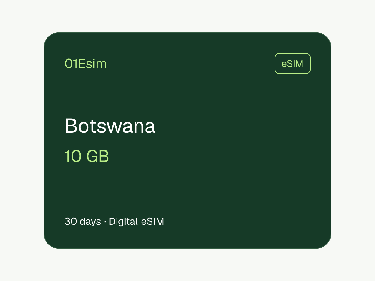 eSIM : Botswana · 10 Go · 30 jours