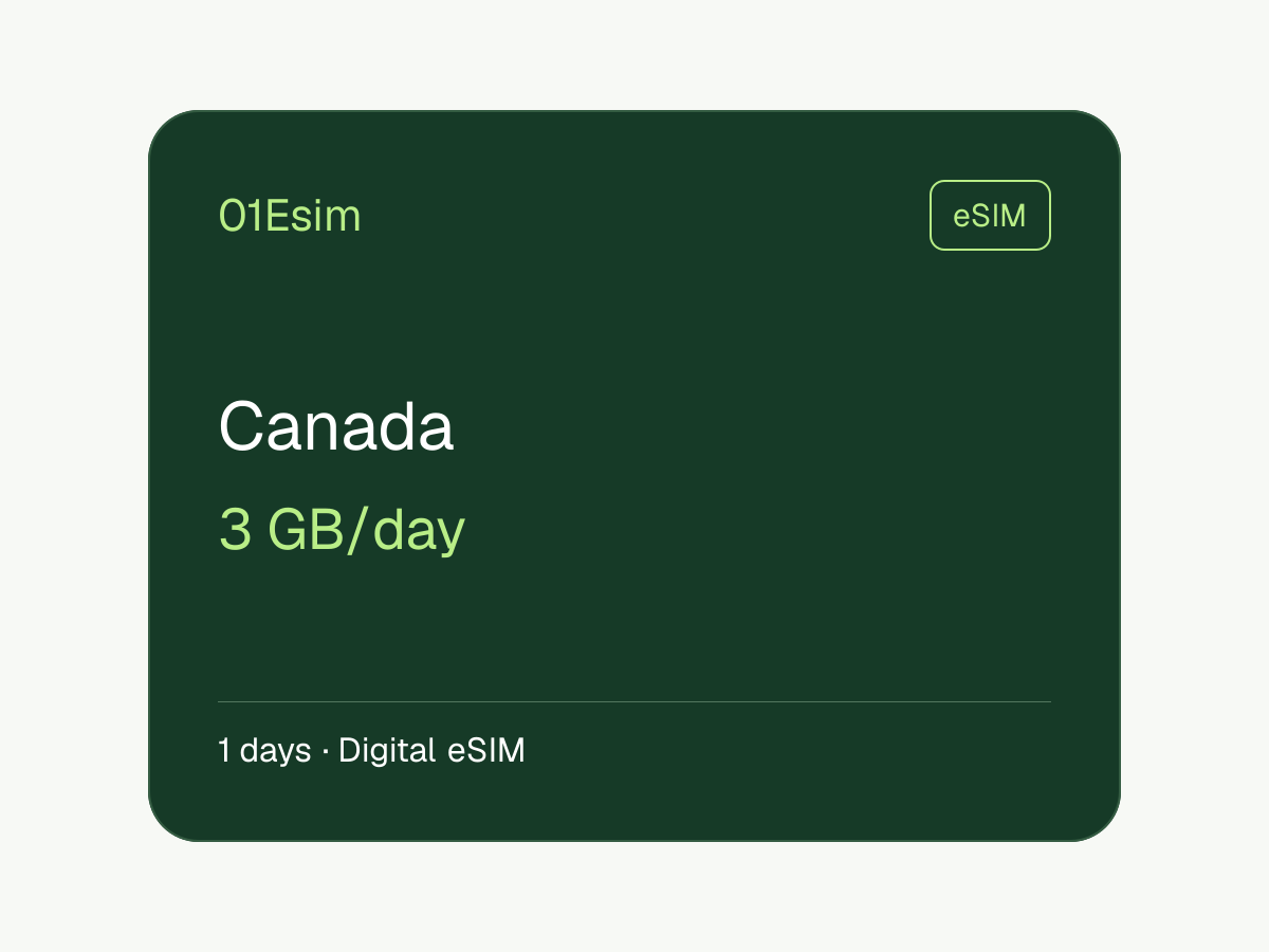 加拿大 eSIM · 3 GB/天 · 1 天