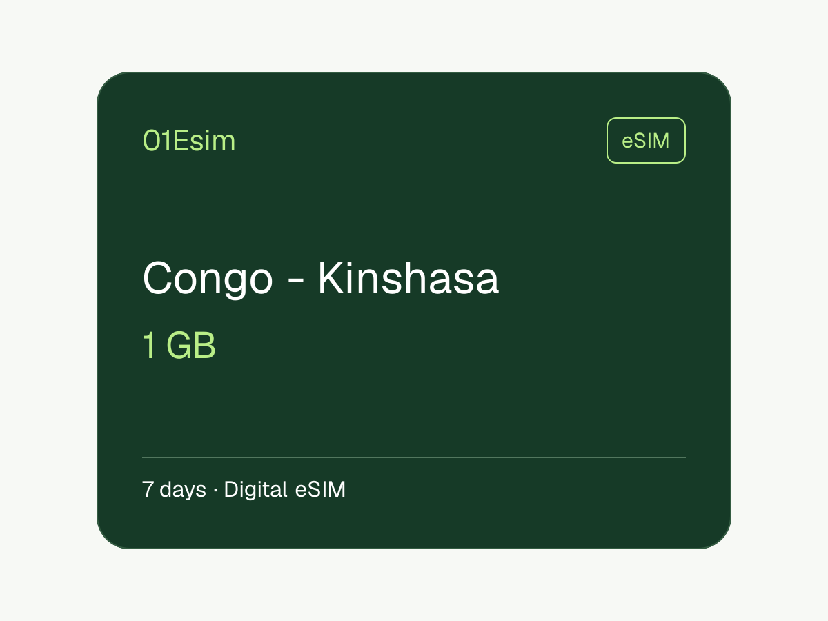 eSIM: República Democrática del Congo · 1 GB · 7 días