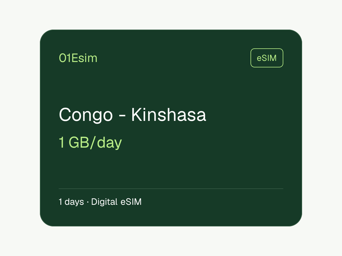 eSIM: República Democrática del Congo · 1 GB/día · 1 día