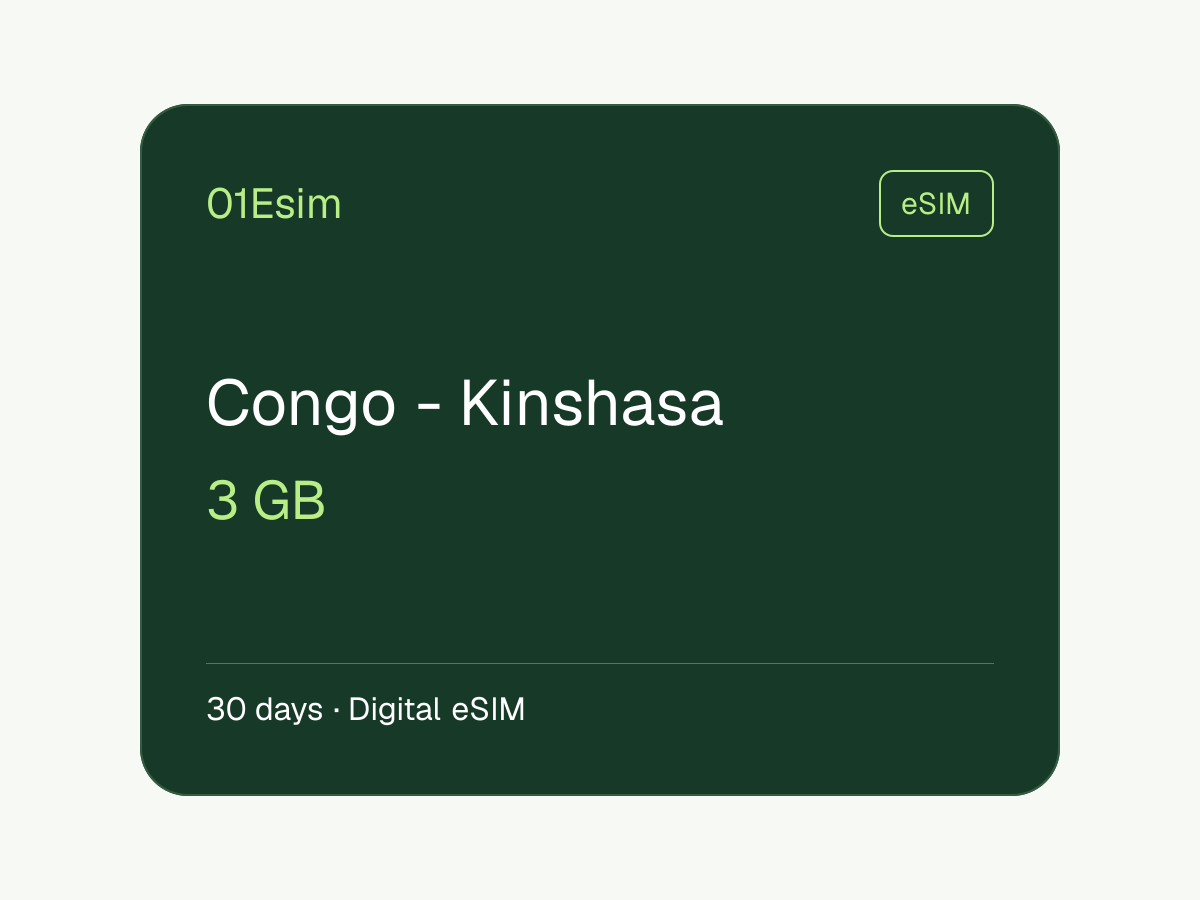 eSIM: República Democrática del Congo · 3 GB · 30 días