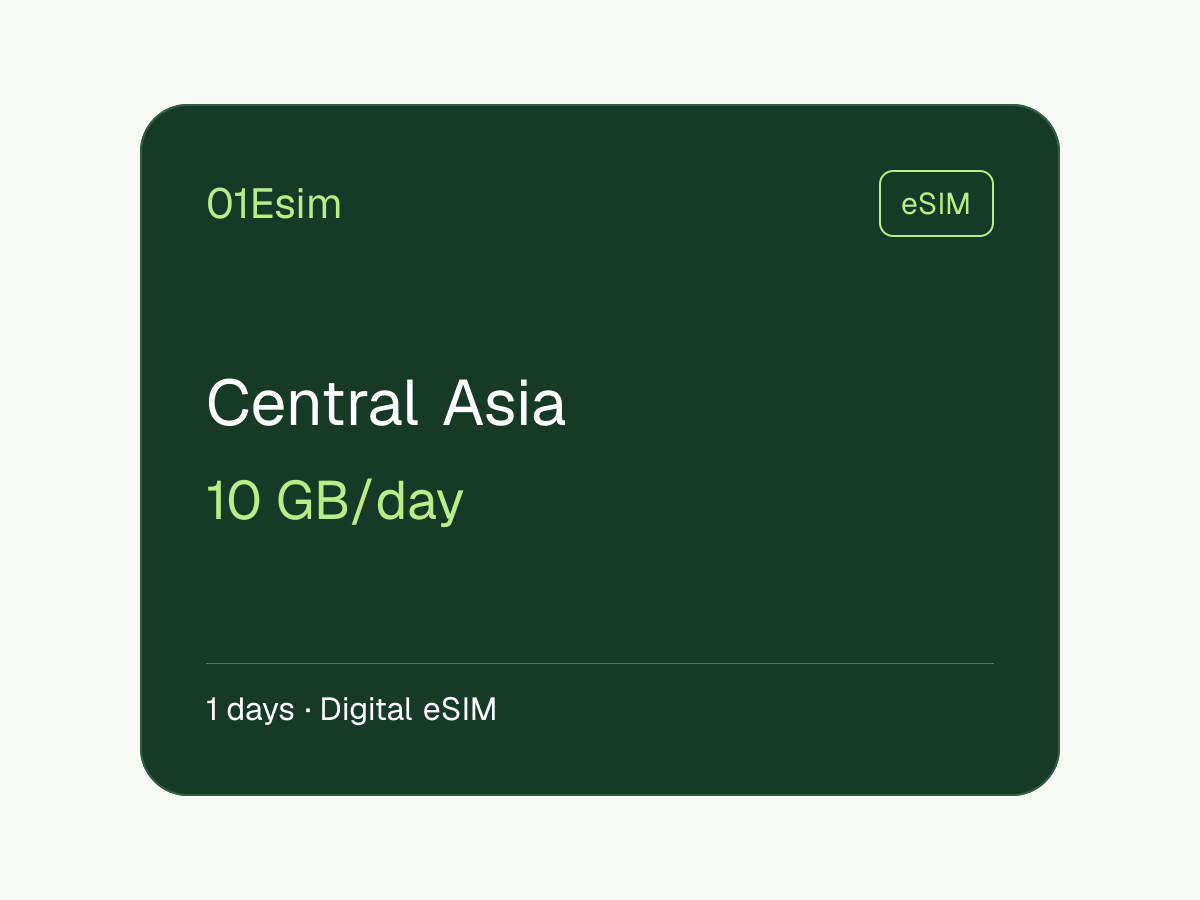eSIM: Central Asia · 10 GB/día · 1 día
