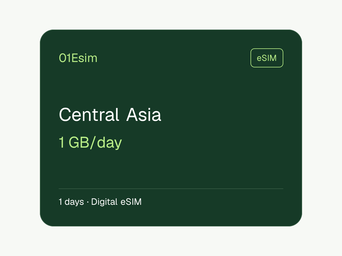 eSIM: Central Asia · 1 GB/día · 1 día