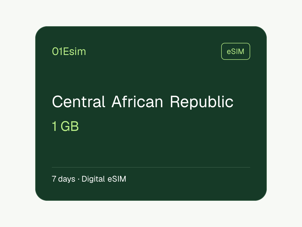 eSIM: República Centroafricana · 1 GB · 7 días