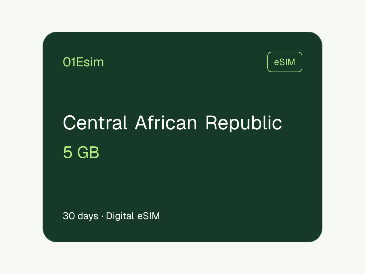 eSIM: República Centroafricana · 5 GB · 30 días