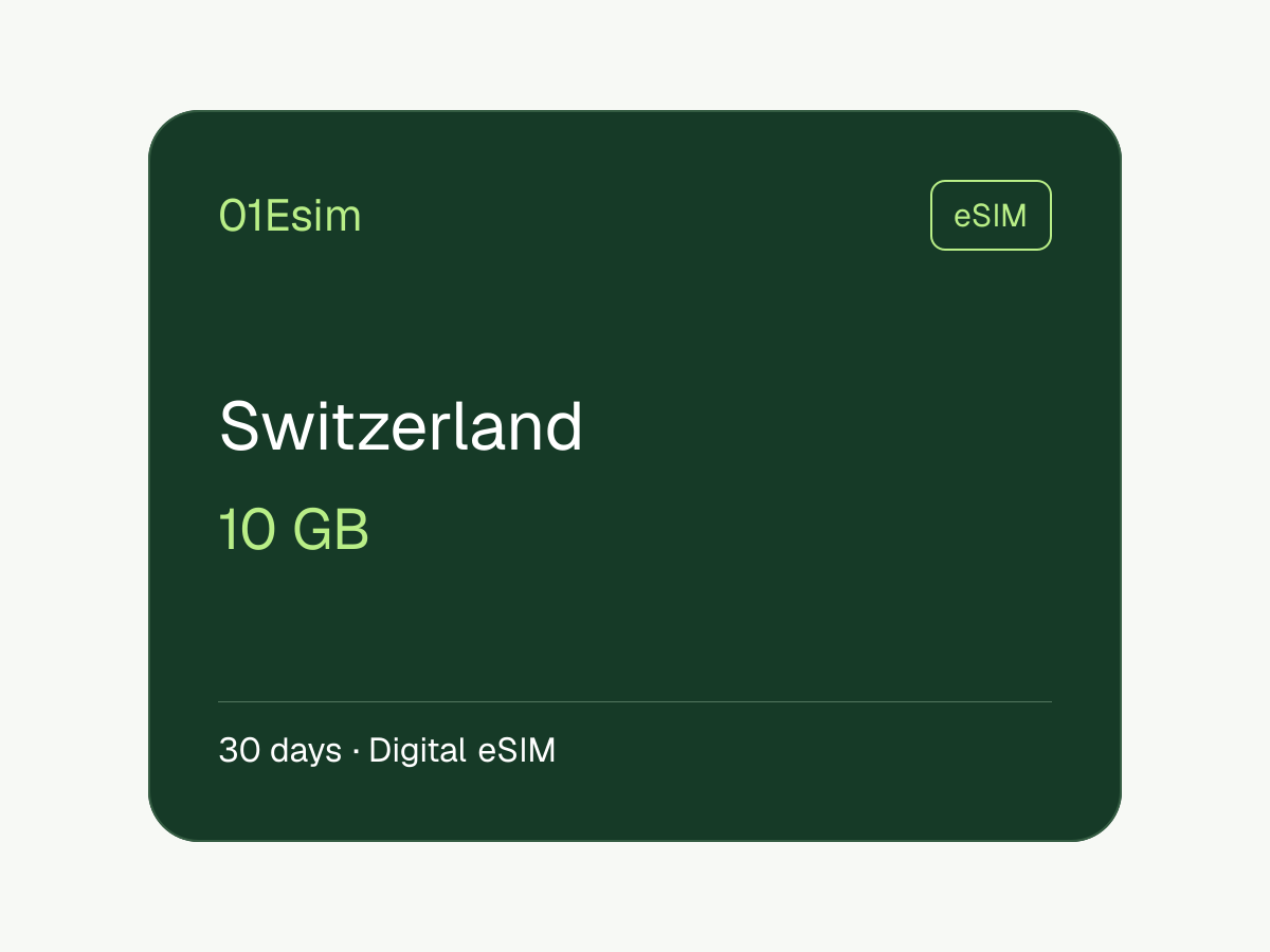 eSIM: Suiza · 10 GB · 30 días