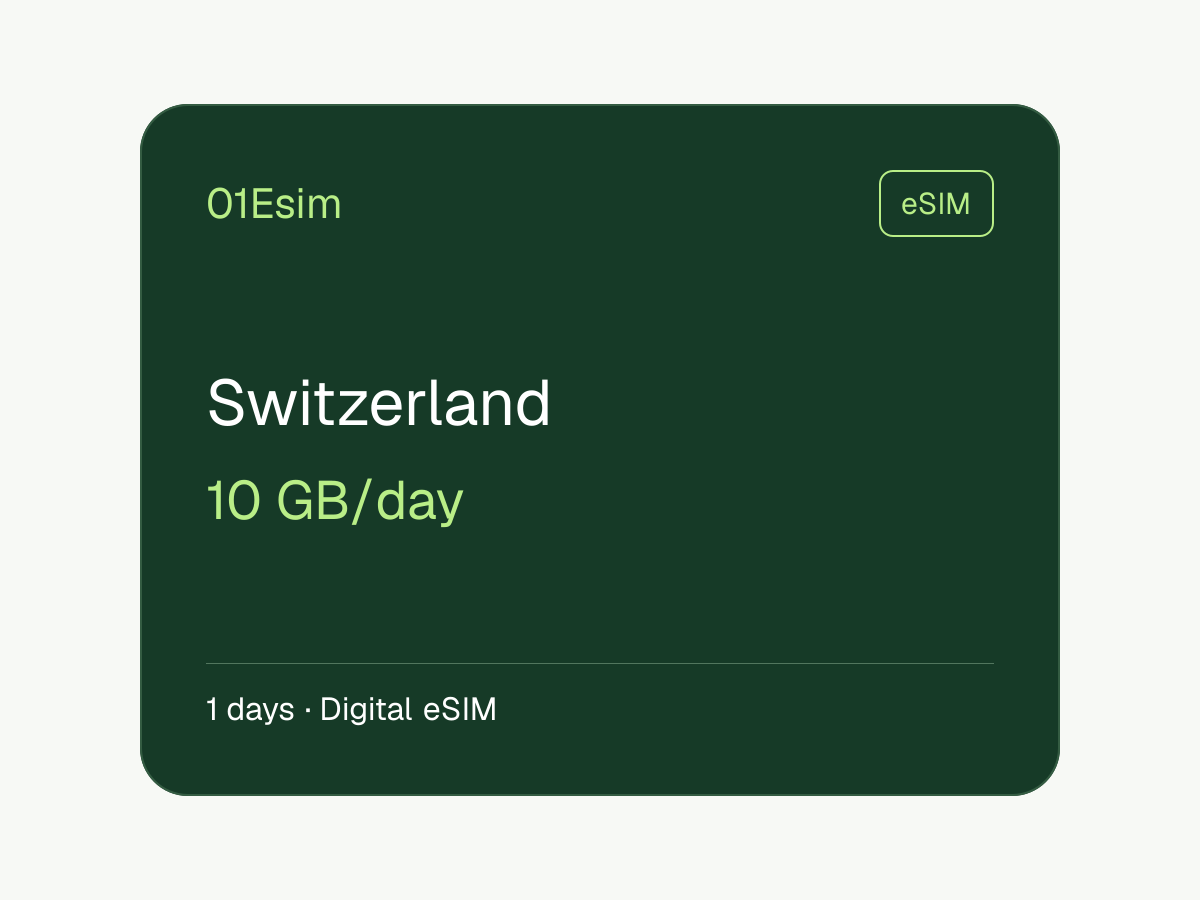 eSIM: Schweiz · 10 GB/Tag · 1 Tag