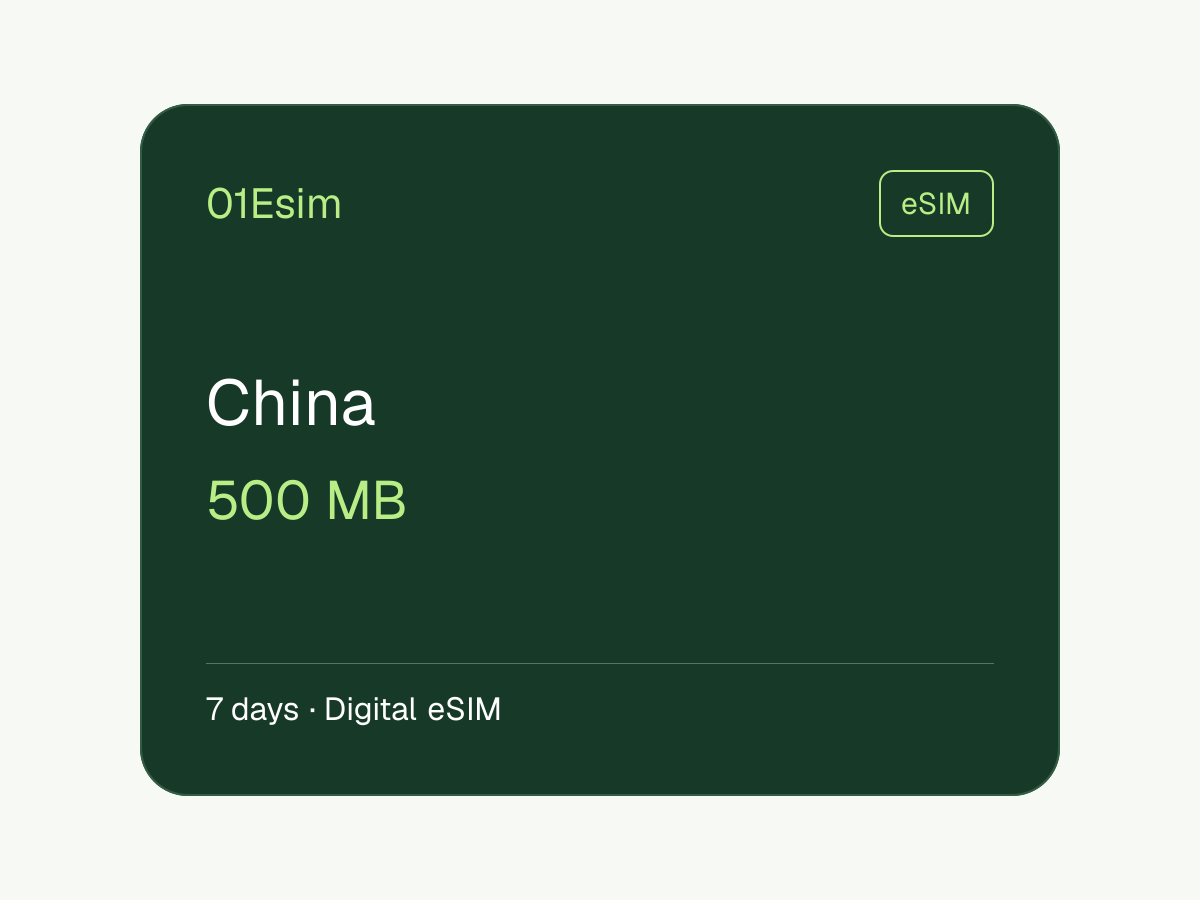 eSIM: China · 500 MB · 7 Tage