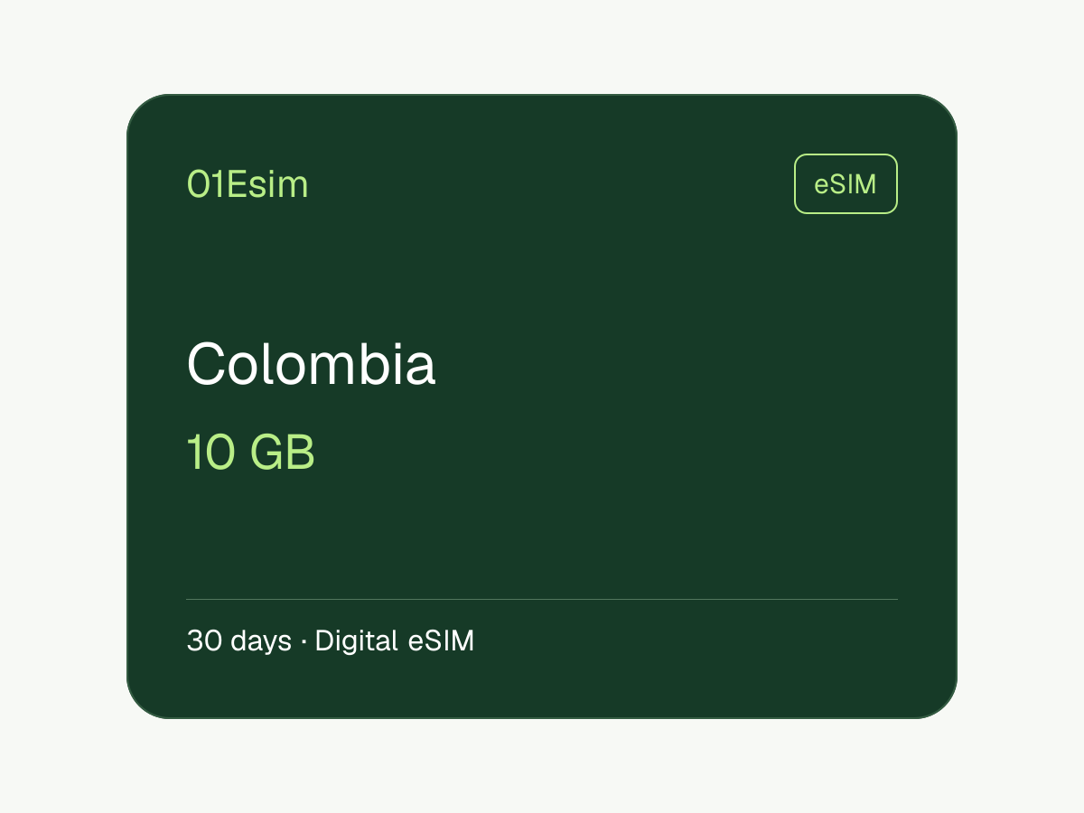 哥伦比亚 eSIM · 10 GB · 30 天