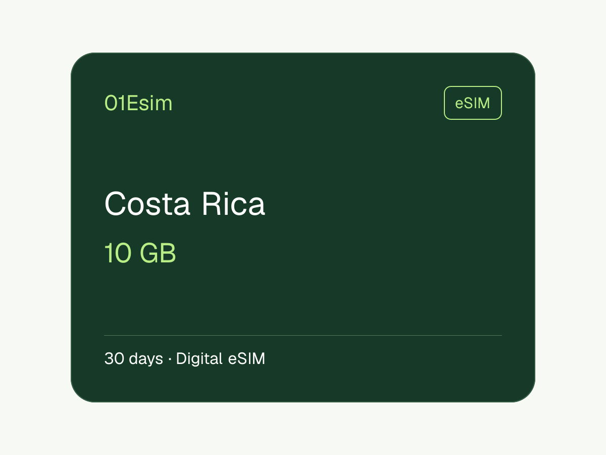eSIM: Costa Rica · 10 GB · 30 días