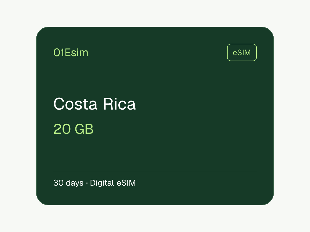 eSIM: Costa Rica · 20 GB · 30 días