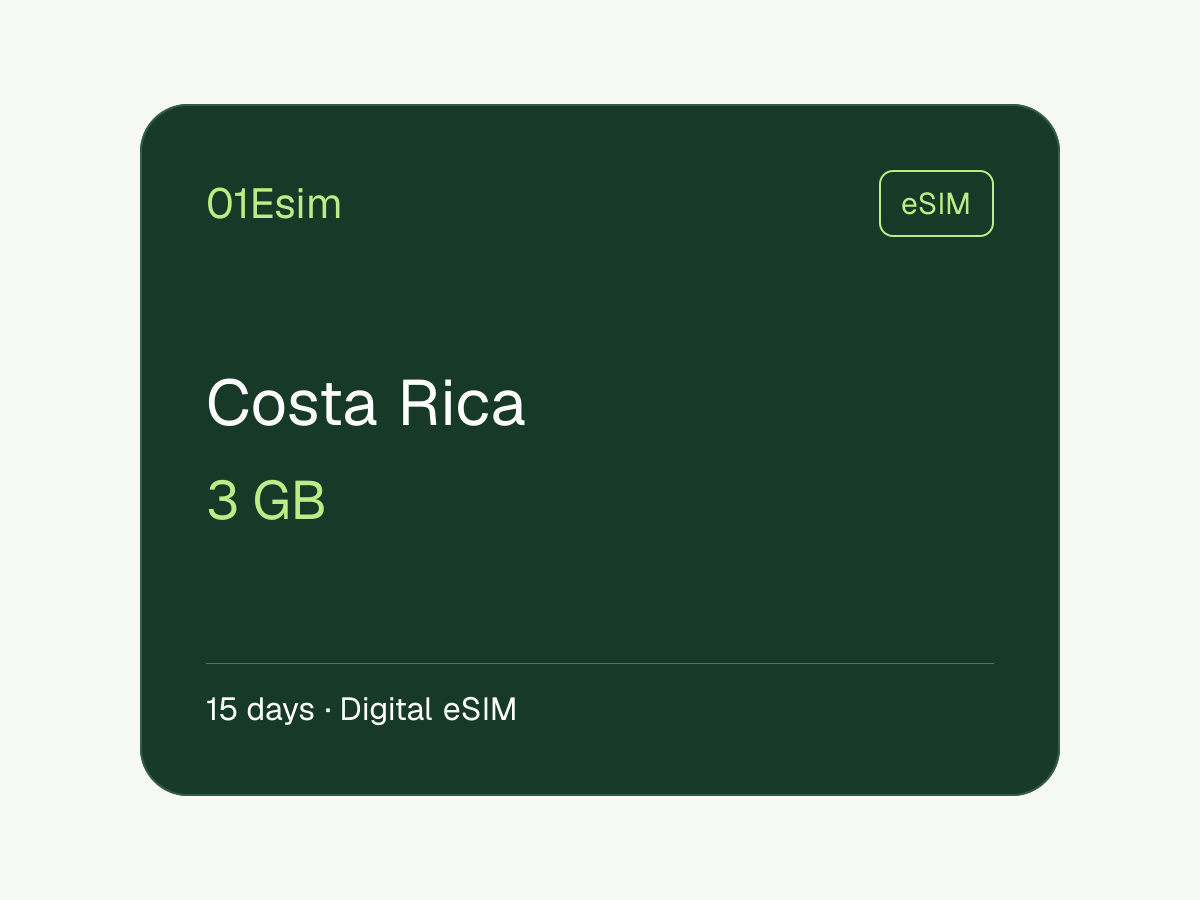 eSIM: Costa Rica · 3 GB · 15 días