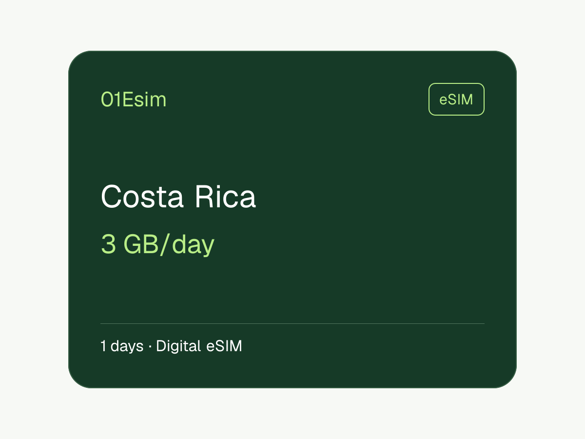 eSIM: Costa Rica · 3 GB/día · 1 día