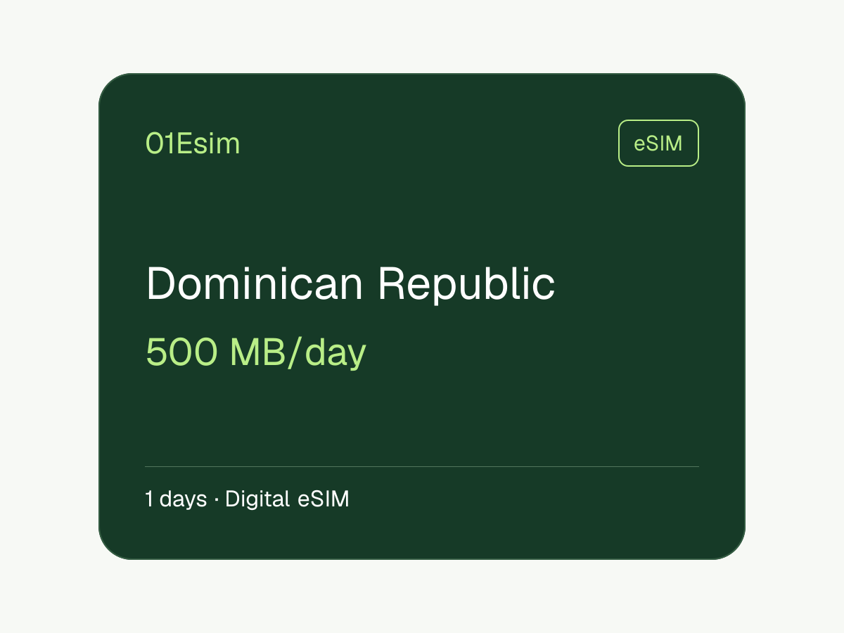eSIM : République dominicaine · 500 Mo/jour · 1 jour
