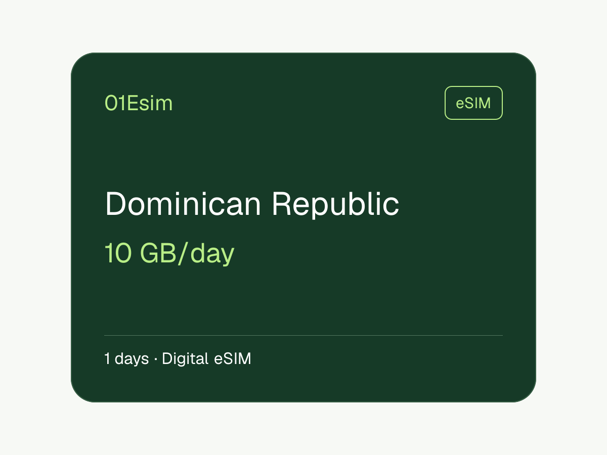 eSIM : République dominicaine · 10 Go/jour · 1 jour