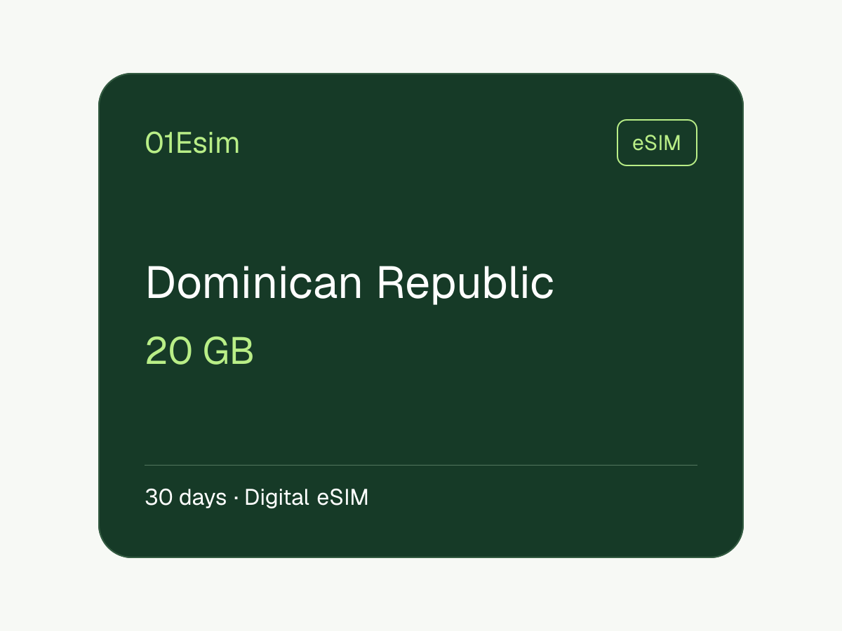 eSIM : République dominicaine · 20 Go · 30 jours