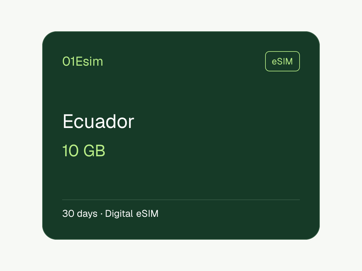 eSIM: Ecuador · 10 GB · 30 días