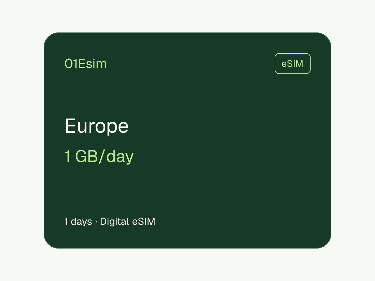 eSIM: Europa · 1 GB/día · 1 día