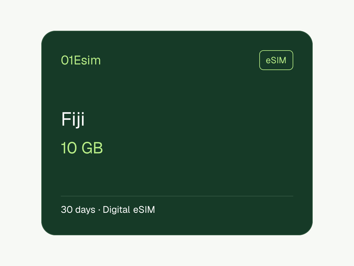 eSIM: Fiyi · 10 GB · 30 días