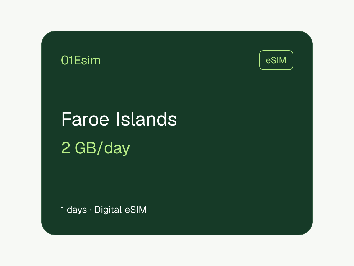 eSIM : Îles Féroé · 2 Go/jour · 1 jour