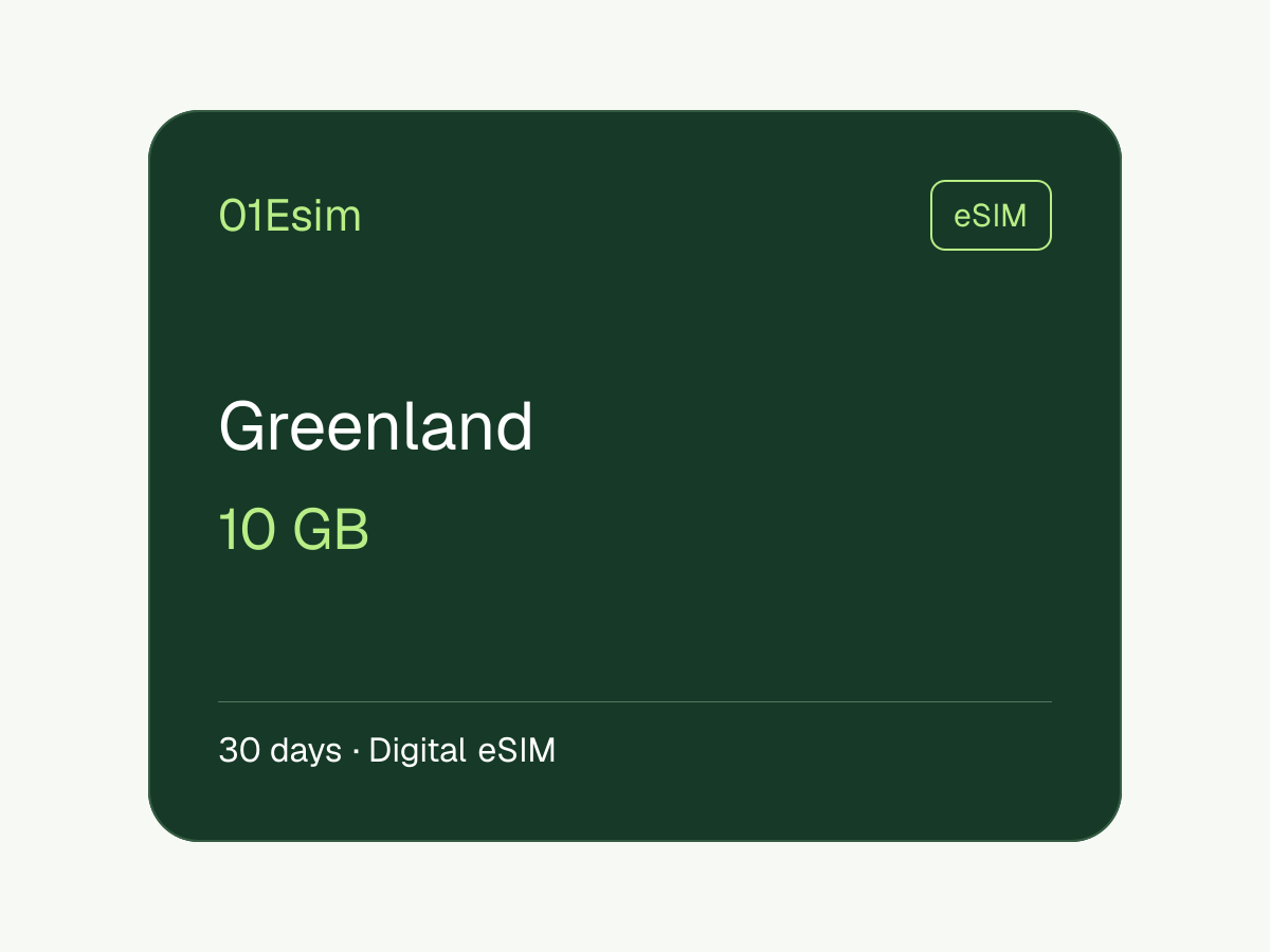 eSIM : Groenland · 10 Go · 30 jours