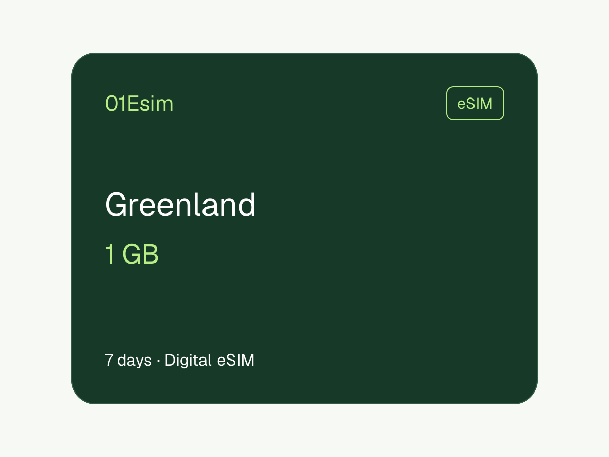 eSIM : Groenland · 1 Go · 7 jours