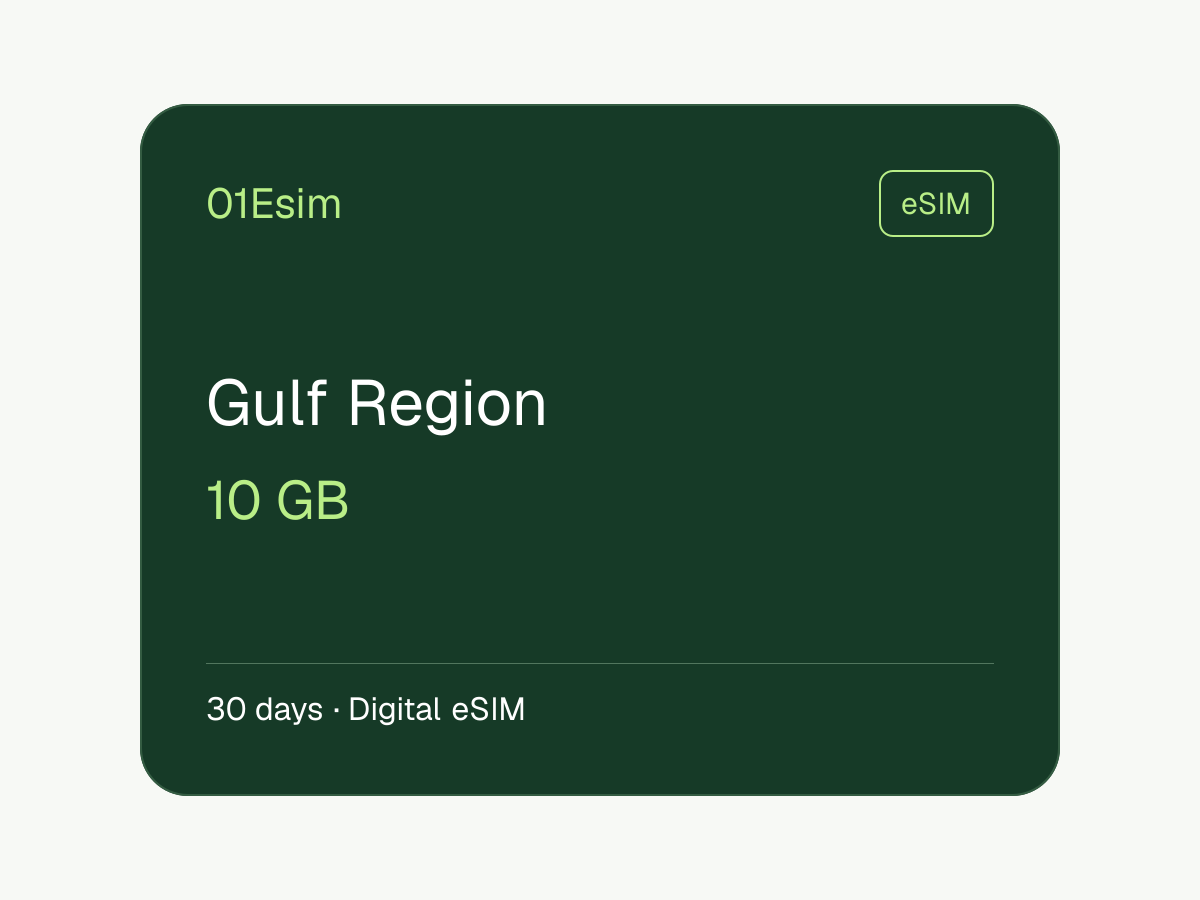 eSIM : Gulf Region · 10 Go · 30 jours