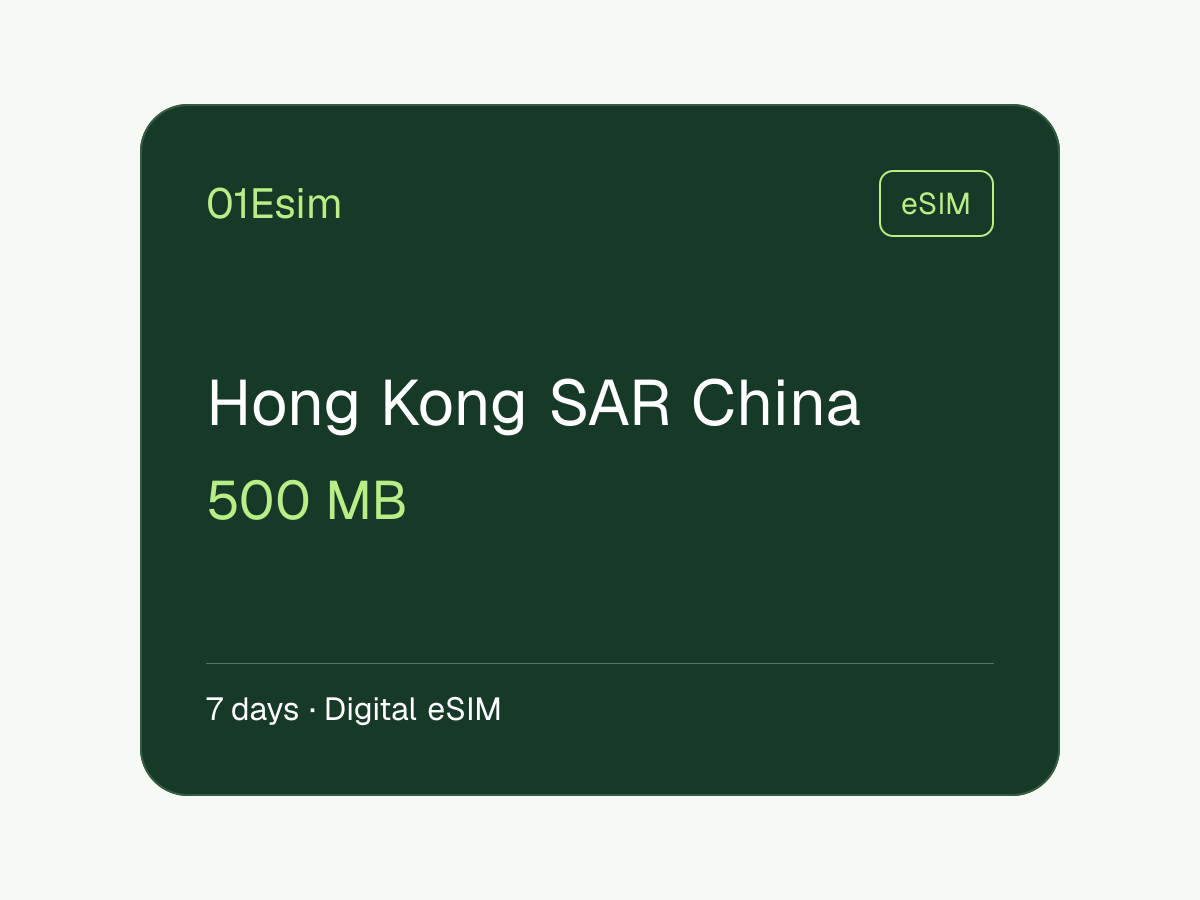 eSIM: Sonderverwaltungsregion Hongkong · 500 MB · 7 Tage