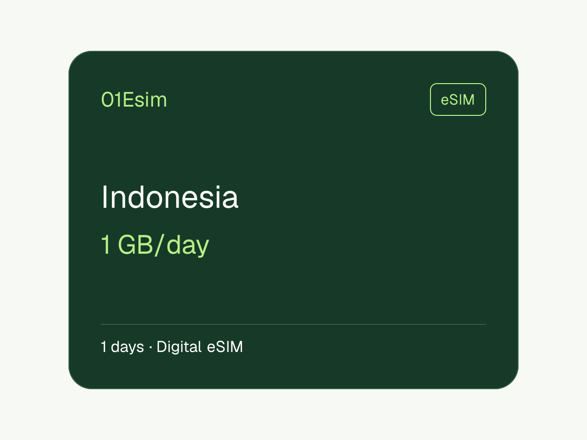 eSIM: Indonesia · 1 GB/día · 1 día