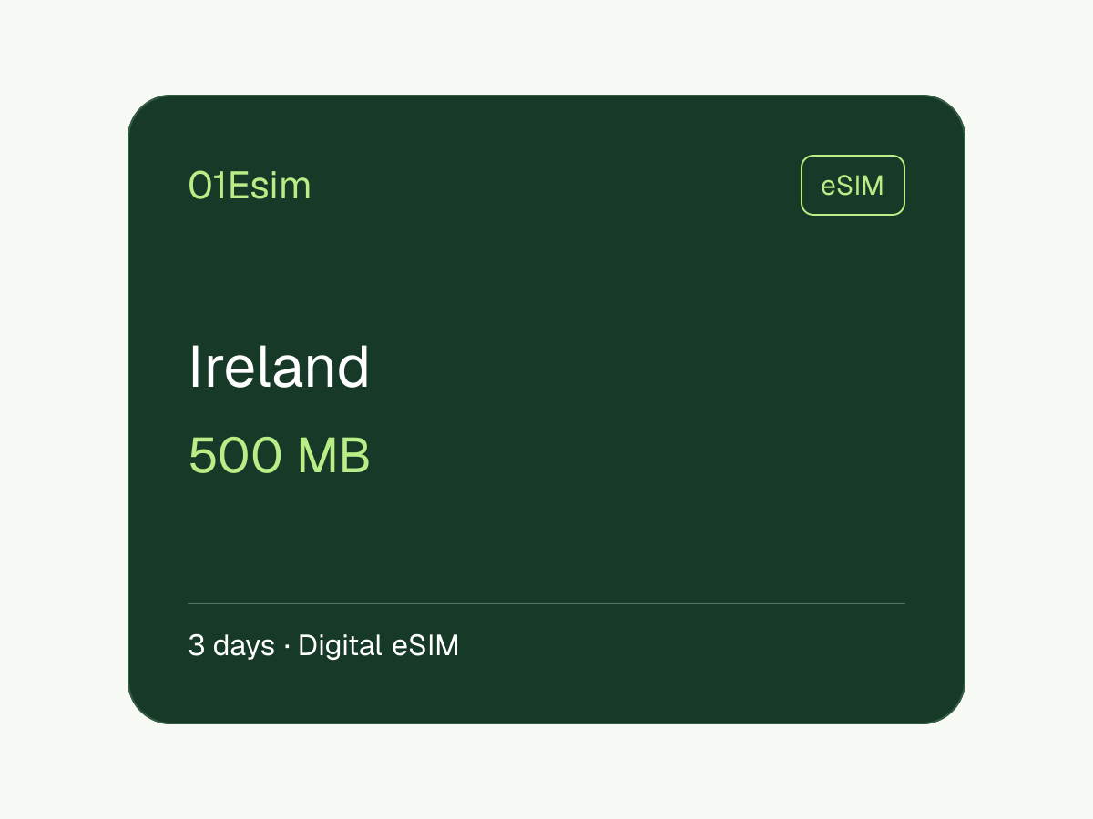爱尔兰 eSIM · 500 MB · 3 天