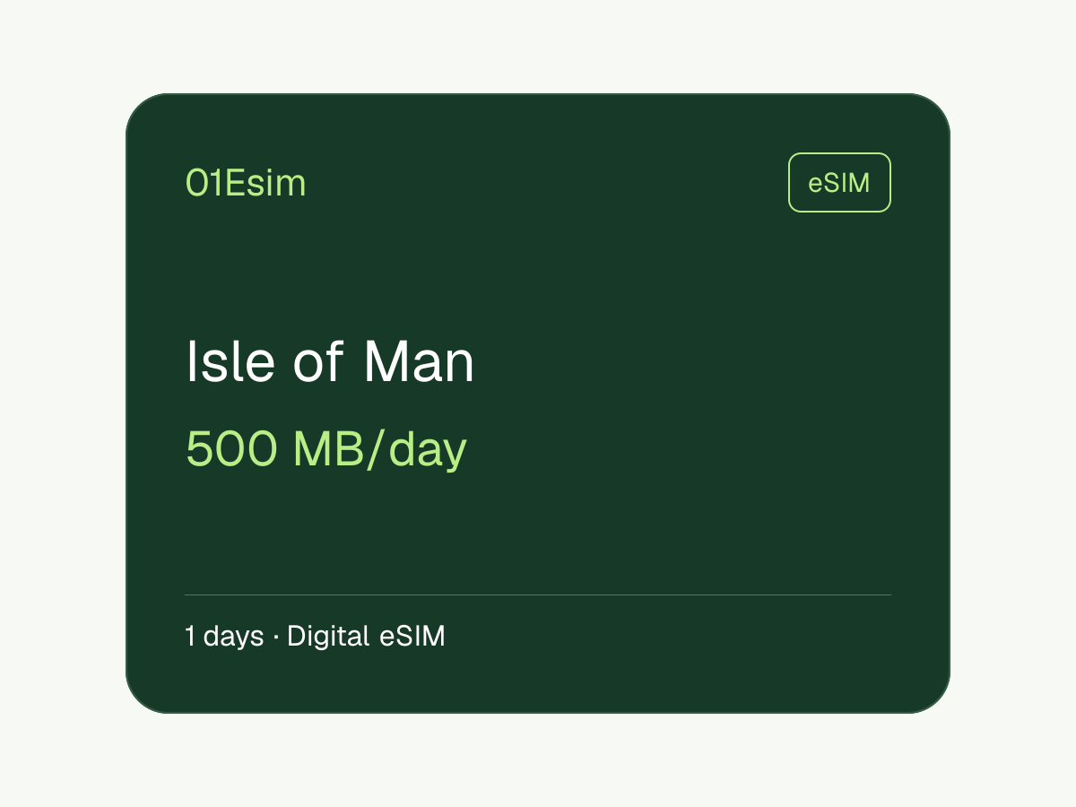 eSIM : Île de Man · 500 Mo/jour · 1 jour